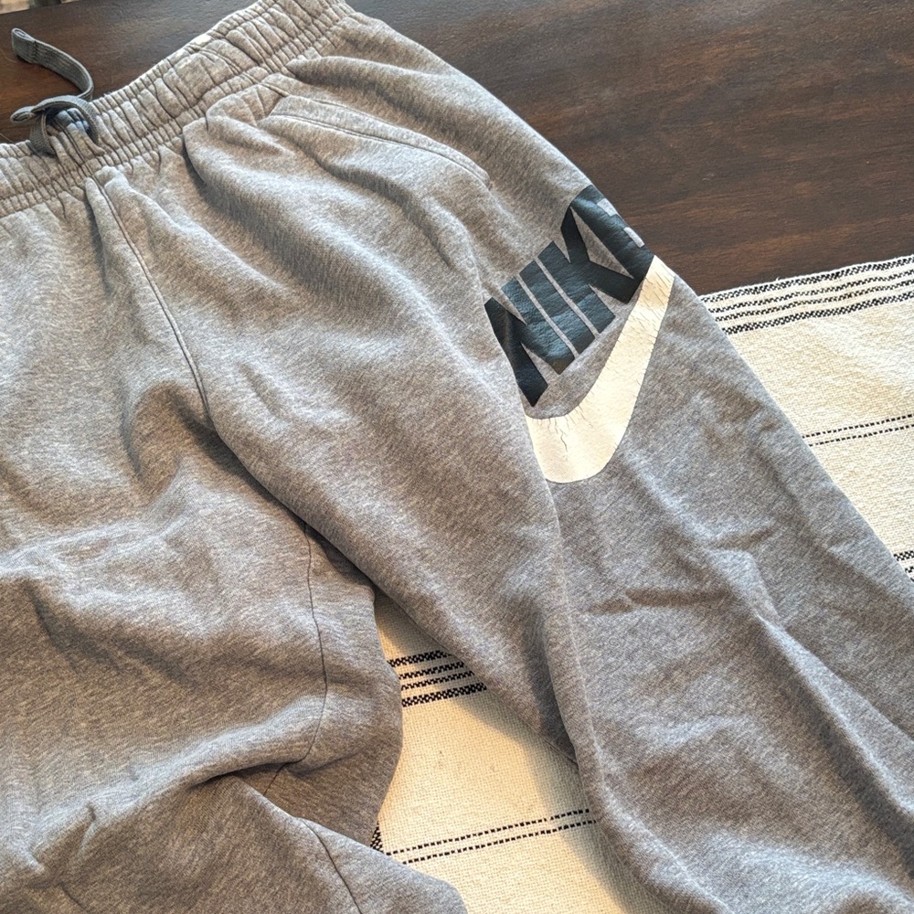 Nike Worn Gray Sweatpants with Black Logo